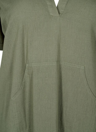 Zizzi Sukienka z kapturem z mieszanki bawelny i lnu, Deep Lichen Green, Packshot image number 2