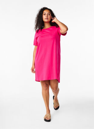 Zizzi Bawelniana sukienka T-shirtowa, Bright Rose, Model image number 2