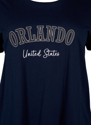 Zizzi Bawelniana koszulka z napisem, Navy B. Orlando, Packshot image number 2