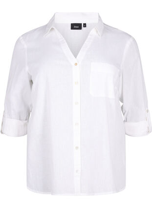 Zizzi Bluzka koszulowa z zapieciem na guziki, Bright White, Packshot image number 0
