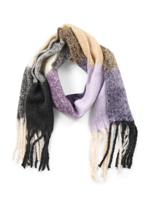 Zizzi Patterned scarf with fringes, Violet Tulip, Packshot image number 0