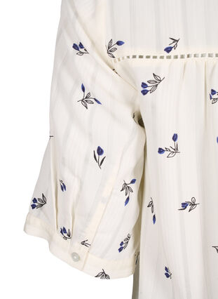Zizzi Krótka, trapezowa sukienka z wiskozy z koronkowym wykonczeniem, Birch w. Flower, Packshot image number 3