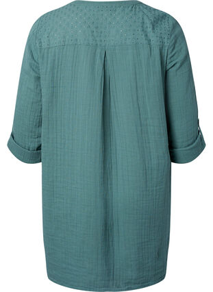 Zizzi Tunic in cotton with embroidery anglaise, Sea Pine, Packshot image number 1