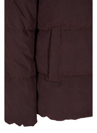 Zizzi Short winter jacket with zip and high collar, Black Coffee, Packshot image number 3