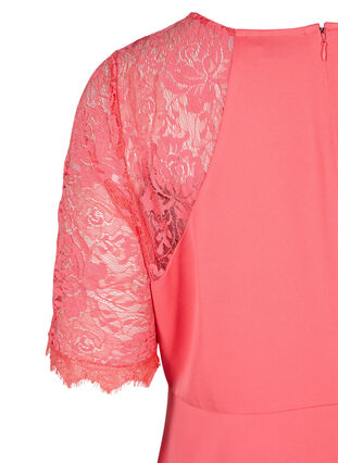 Zizzi Midi dress with short lace sleeves, Dubarry, Packshot image number 3