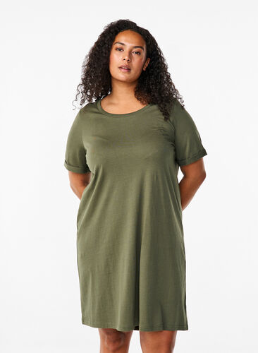 Zizzi Bawelniana sukienka T-shirtowa, Thyme, Model image number 0