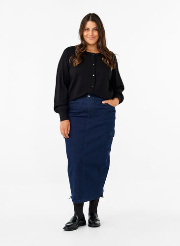 Zizzi Spódnica maxi z dzinsu, Dark Blue Denim, Model image number 0