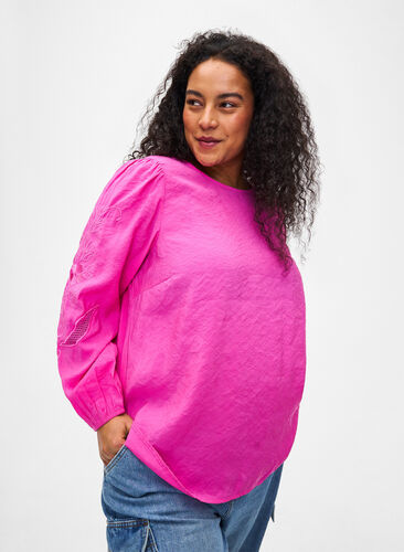 Zizzi Bluzka z modalu TENCEL™ z haftowanymi detalami, Phlox Pink, Model image number 0