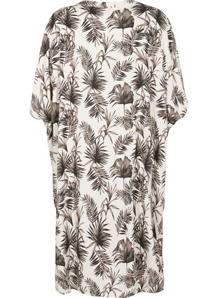 Zizzi Printed caftan viscose dress, Beige Leaf, Packshot image number 1