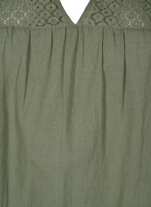 Zizzi Sukienka z mieszanki bawelny z lnem z szydelkowym detalem, Deep Lichen Green, Packshot image number 2