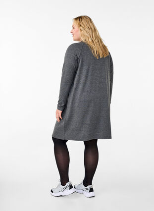 Zizzi Dzersejowa sukienka z guzikami, Dark Grey Melange, Model image number 1