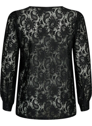 Zizzi Lace top with frill detail, Black, Packshot image number 1