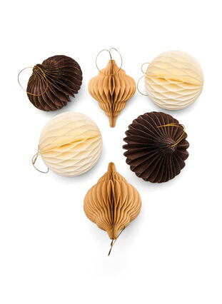 Zizzi 6-pack of Christmas ornaments with magnetic closure, Brown Comb, Packshot image number 1