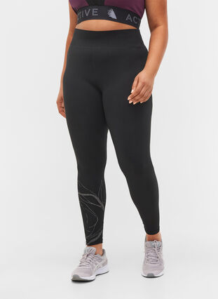 Zizzi Leggings with reflective print, Blackw.Reflex Print, Model image number 2