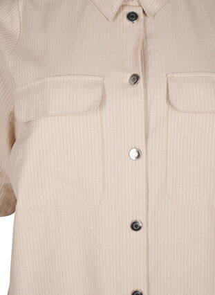 Zizzi Pasiasta tunika z guzikami i kieszeniami na piersi, Oxford T. Wh. Stripe, Packshot image number 2