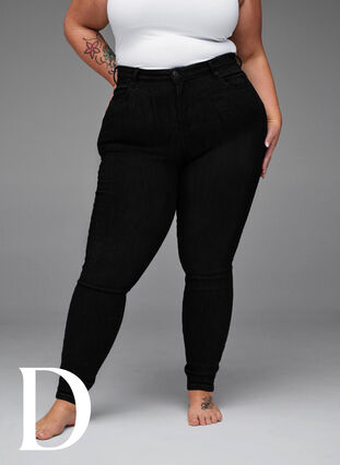 Zizzi Super slim jeans with high waist, Black, Model image number 8