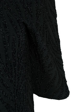 Zizzi Patterned dress with glitter and short sleeves, Black/Black Lurex, Packshot image number 3