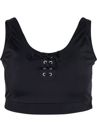 Zizzi Bikini top with drawstring detail, Black, Packshot image number 0