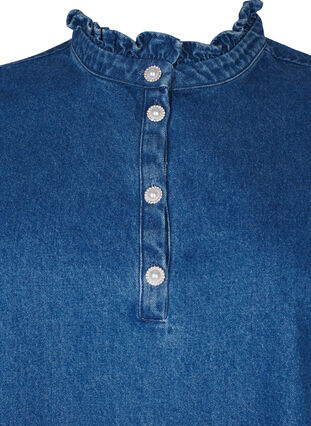 Zizzi Trapezowa jeansowa sukienka z marszczeniami, Blue Denim, Packshot image number 2