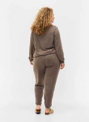 Zizzi Loose trousers in a viscose blend, Falcon Melange, Model image number 1