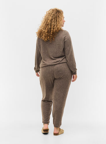 Zizzi Loose trousers in a viscose blend, Falcon Melange, Model image number 1