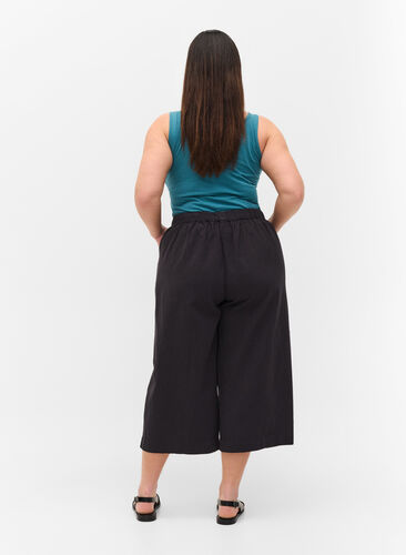 Zizzi Luzne bawelniane spodnie culotte, Black, Model image number 1