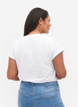 T-shirt z krótkim rekawem z mieszanki bawelny, Bright White, Model image number 1