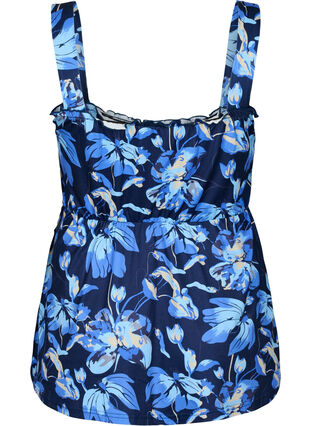 Zizzi Top ze sciagaczem do karmienia piersia, Blue Flower Print, Packshot image number 1