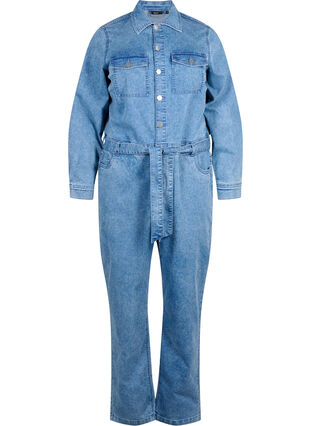 Zizzi Kombinezon jeansowy z dlugim rekawem, Light Blue Denim, Packshot image number 0