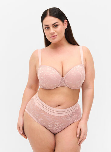 Zizzi High waisted lace panties, Pale Mauve, Model image number 0