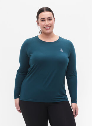 Zizzi Koszulka treningowa z dlugim rekawem, Deep Teal, Model image number 0