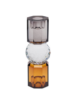 Zizzi Candle holder in crystal glass, Brown/Smoke Comb, Packshot image number 0