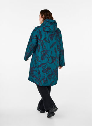 Zizzi Kurtka przeciwdeszczowa z nadrukiem, Deep Teal Black, Model image number 1