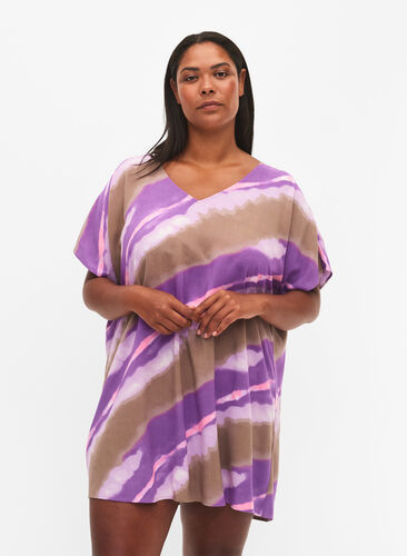 Wzorzysta sukienka plazowa z wiskozy, Fantom Print, Model image number 0