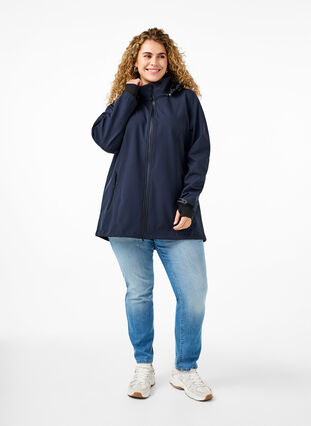 Zizzi Krótka kurtka softshell z odpinanym kapturem, Night Sky, Model image number 4