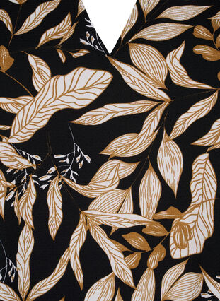 Zizzi Bluzka z dekoltem w szpic i nadrukiem w liscie, Black Leaf AOP, Packshot image number 2