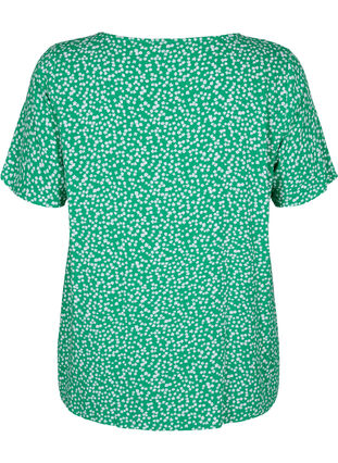 Zizzi FLASH – bluzka z wiskozy z krótkim rekawem i nadrukiem, Bright Green Wh.AOP, Packshot image number 1