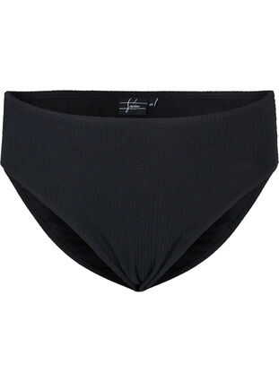 Dól bikini z wysokim stanem o fakturze krepy, Black, Packshot image number 0