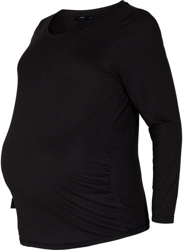 Zizzi 	 Top ciazowy Basic z dlugim rekawem, Black, Packshot image number 0