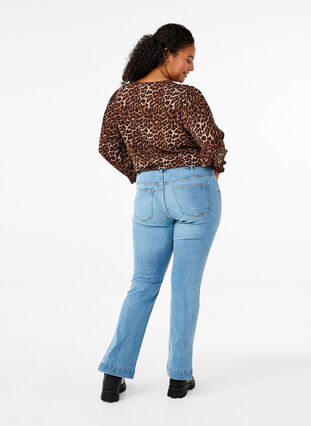 Zizzi Jeansy typu bootcut z rozcieciem, Blue Denim, Model image number 1