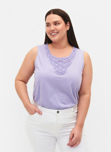 Zizzi Bawelniany top bez rekawów, Lavender, Model image number 0