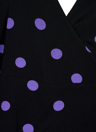 Zizzi Kopertowa bluzka z wiskozy w kropki, Black w. Purple Dot, Packshot image number 2