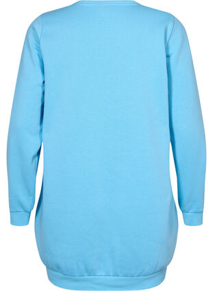 Zizzi Long sweatshirt with text print, Baltic Sea, Packshot image number 1