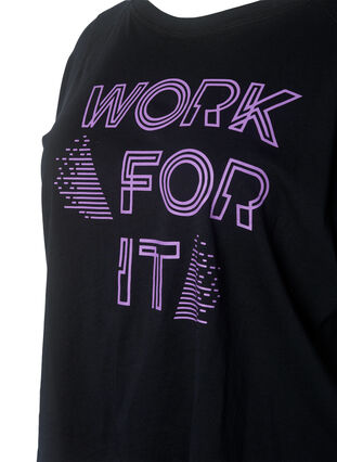 Zizzi Bawelniana koszulka treningowa z nadrukiem, Black w. Work For It, Packshot image number 2