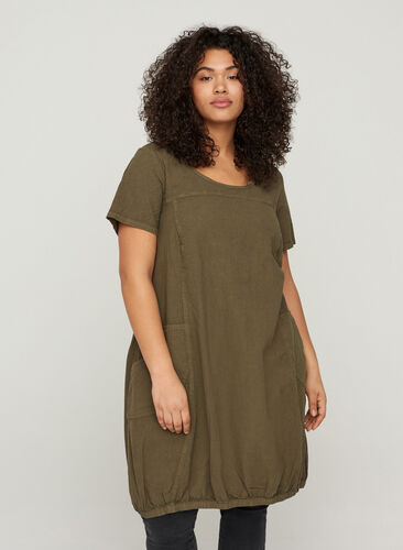 Zizzi Bawelniana sukienka z krótkim rekawem, Ivy Green, Model image number 0