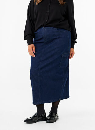 Zizzi Spódnica maxi z dzinsu, Dark Blue Denim, Model image number 2