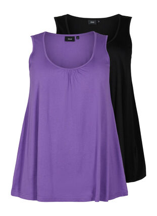 Zizzi 2-pack top z mieszanki bawelny, Deep Lavender/Black, Packshot image number 0