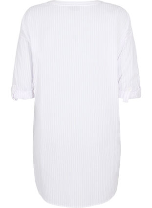 Zizzi Striped tunic with v neck and buttons, Lavender Stripe, Packshot image number 1