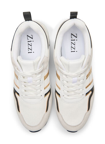 Zizzi Wide fit trainers, White/Gold, Packshot image number 1