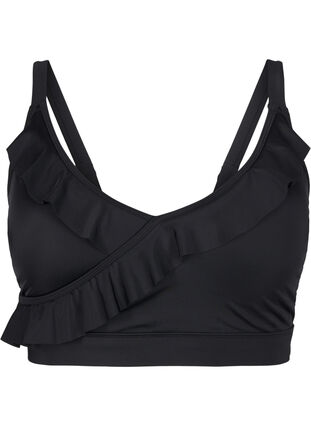 Zizzi Góra od bikini z falbankami i wyjmowanymi wkladkami, Black, Packshot image number 0